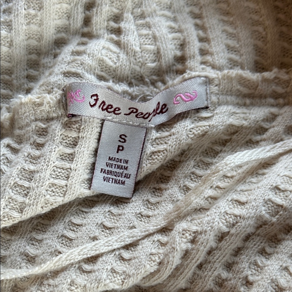 Free People Juicy Cream Cowl Neck waffle Knit - Picture 4 of 6